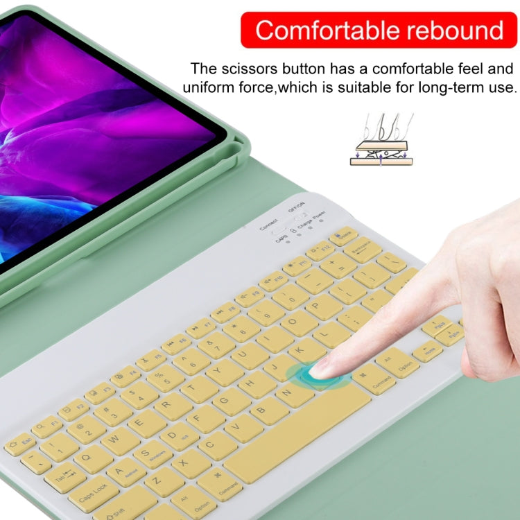 TG11B Detachable Bluetooth Yellow Keyboard + Microfiber Leather Tablet Case for iPad Pro 11 inch (2020), with Pen Slot & Holder (Green) - free shipping - PMC TechLife - Order now!