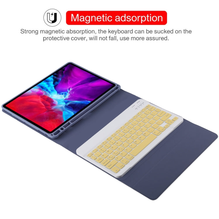 TG11B Detachable Bluetooth Yellow Keyboard + Microfiber Leather Tablet Case for iPad Pro 11 inch (2020), with Pen Slot & Holder (Purple) - For iPad Pro by PMC TechLife | Online Shopping South Africa | PMC TechLife