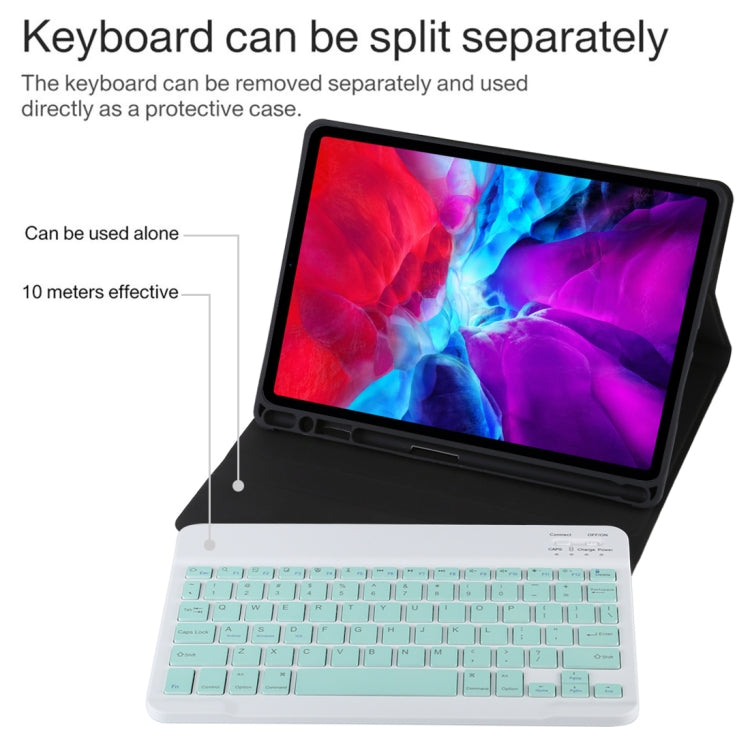 TG11B Detachable Bluetooth Green Keyboard + Microfiber Leather Tablet Case for iPad Pro 11 inch (2020), with Pen Slot & Holder (Black) - For iPad Pro by PMC TechLife | Online Shopping South Africa | PMC TechLife