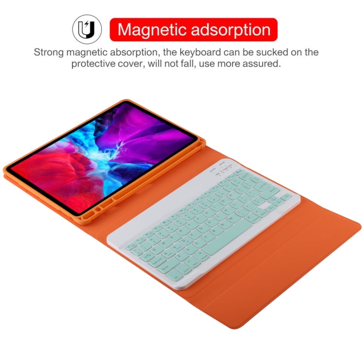 TG11B Detachable Bluetooth Green Keyboard + Microfiber Leather Tablet Case for iPad Pro 11 inch (2020), with Pen Slot & Holder (Orange) - For iPad Pro by PMC TechLife | Online Shopping South Africa | PMC TechLife