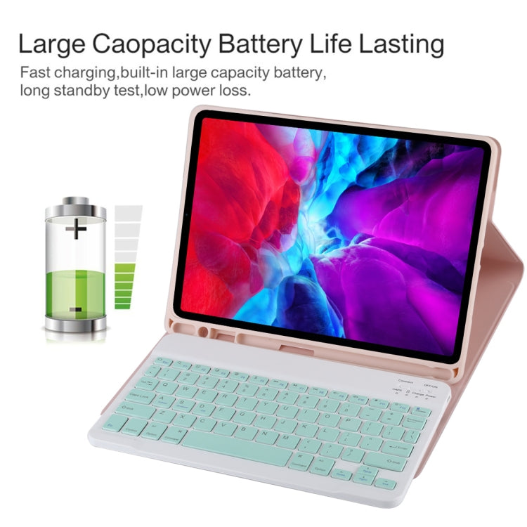 TG11B Detachable Bluetooth Green Keyboard + Microfiber Leather Tablet Case for iPad Pro 11 inch (2020), with Pen Slot & Holder (Pink) - For iPad Pro by PMC TechLife | Online Shopping South Africa | PMC TechLife