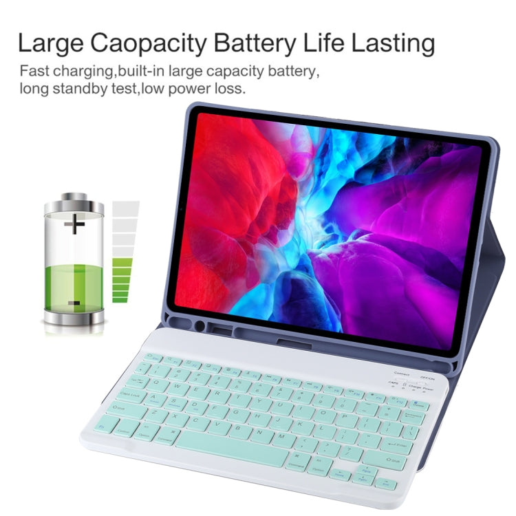 TG11B Detachable Bluetooth Green Keyboard + Microfiber Leather Tablet Case for iPad Pro 11 inch (2020), with Pen Slot & Holder (Purple) - For iPad Pro by PMC TechLife | Online Shopping South Africa | PMC TechLife