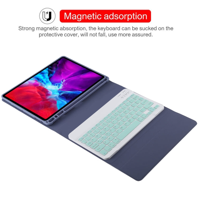 TG11B Detachable Bluetooth Green Keyboard + Microfiber Leather Tablet Case for iPad Pro 11 inch (2020), with Pen Slot & Holder (Purple) - For iPad Pro by PMC TechLife | Online Shopping South Africa | PMC TechLife