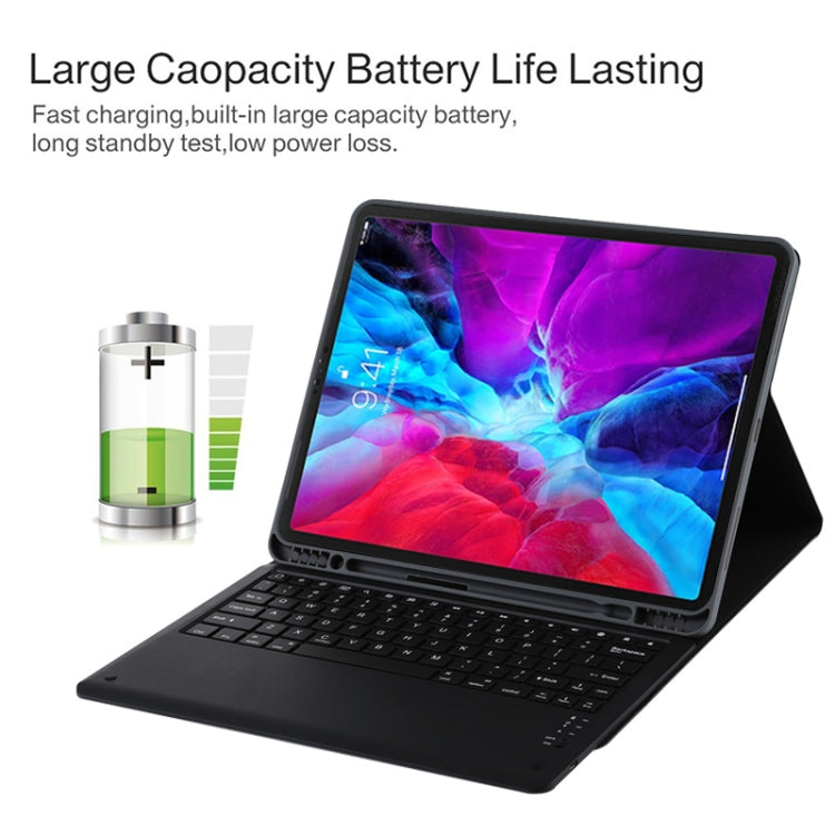 T129 Detachable Bluetooth Black Keyboard Microfiber Leather Tablet Case for iPad Pro 12.9 inch (2020), with Holder (Purple) - For iPad Pro by PMC TechLife | Online Shopping South Africa | PMC TechLife