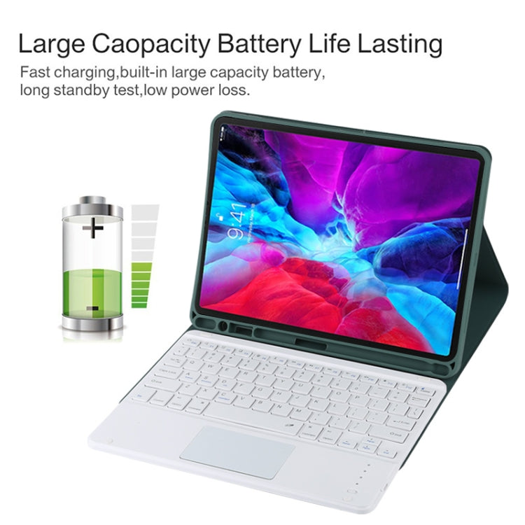 TG11BC Detachable Bluetooth White Keyboard Microfiber Leather Tablet Case for iPad Pro 11 inch (2020), with Touchpad & Pen Slot & Holder (Dark Green) - For iPad Pro by PMC TechLife | Online Shopping South Africa | PMC TechLife