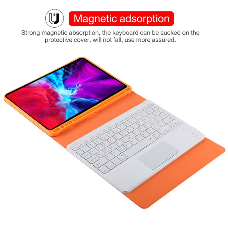 TG11BC Detachable Bluetooth White Keyboard Microfiber Leather Tablet Case for iPad Pro 11 inch (2020), with Touchpad & Pen Slot & Holder (Orange) - free shipping - PMC TechLife - Order now!