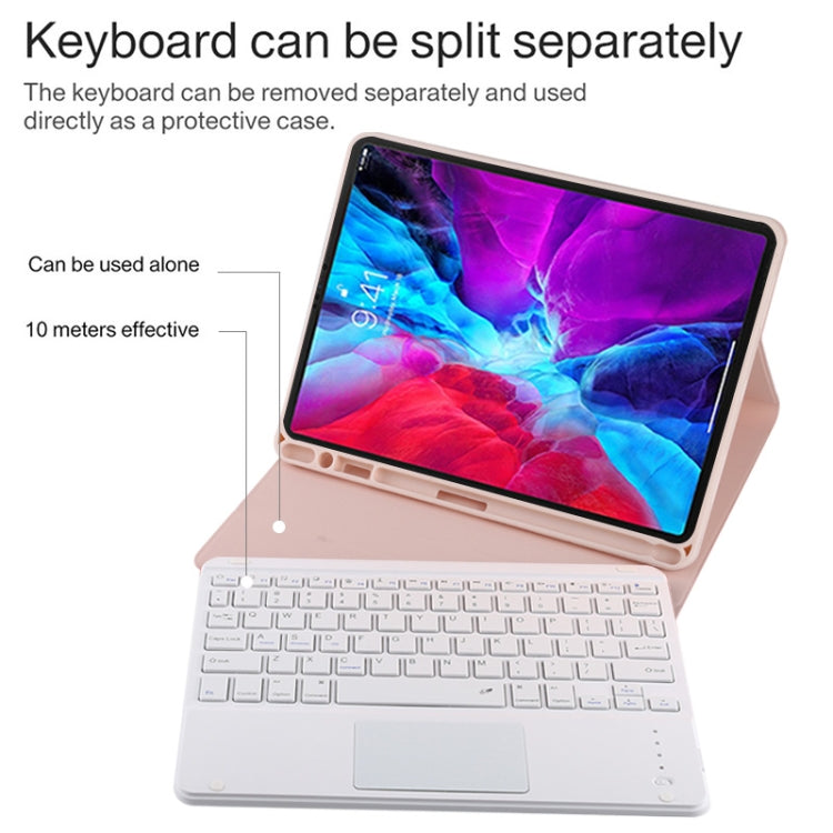 TG11BC Detachable Bluetooth White Keyboard Microfiber Leather Tablet Case for iPad Pro 11 inch (2020), with Touchpad & Pen Slot & Holder (Pink) - For iPad Pro by PMC TechLife | Online Shopping South Africa | PMC TechLife