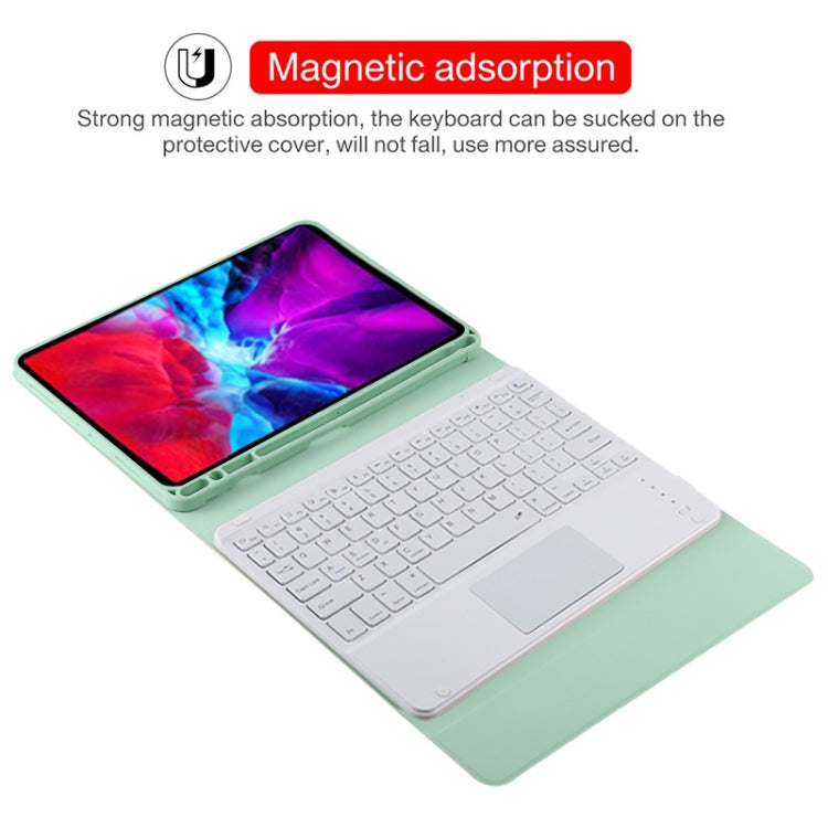 TG11BC Detachable Bluetooth White Keyboard Microfiber Leather Tablet Case for iPad Pro 11 inch (2020), with Touchpad & Pen Slot & Holder (Green) - For iPad Pro by PMC TechLife | Online Shopping South Africa | PMC TechLife | Buy Now Pay Later Mobicred
