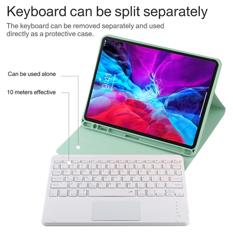 TG11BC Detachable Bluetooth White Keyboard Microfiber Leather Tablet Case for iPad Pro 11 inch (2020), with Touchpad & Pen Slot & Holder (Green) - For iPad Pro by PMC TechLife | Online Shopping South Africa | PMC TechLife | Buy Now Pay Later Mobicred