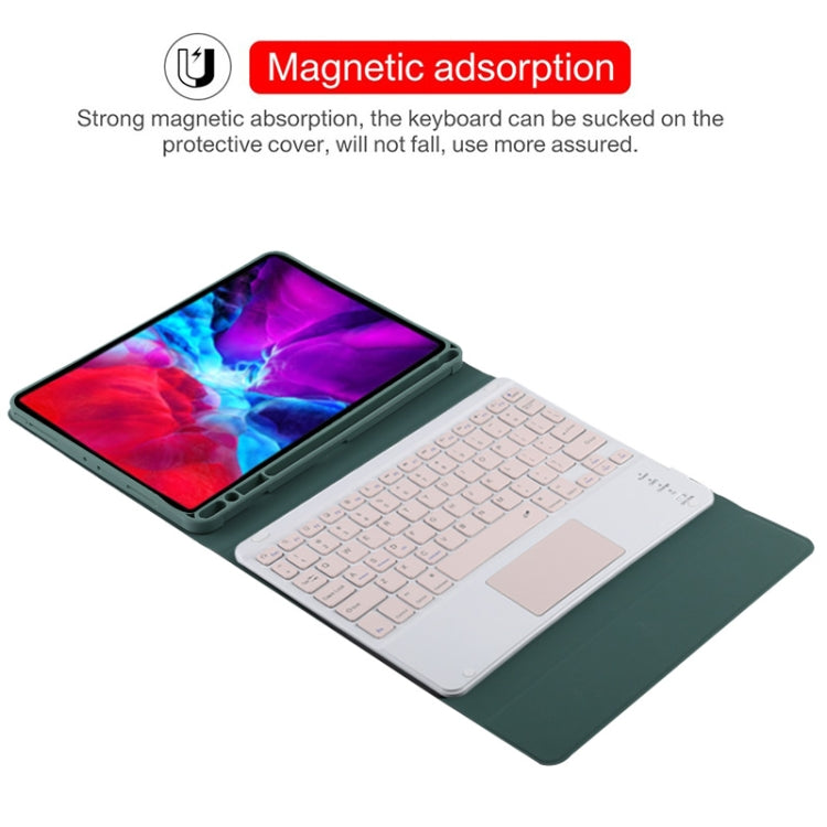 TG11BC Detachable Bluetooth Pink Keyboard Microfiber Leather Tablet Case for iPad Pro 11 inch (2020), with Touchpad & Pen Slot & Holder (Dark Green) - For iPad Pro by PMC TechLife | Online Shopping South Africa | PMC TechLife