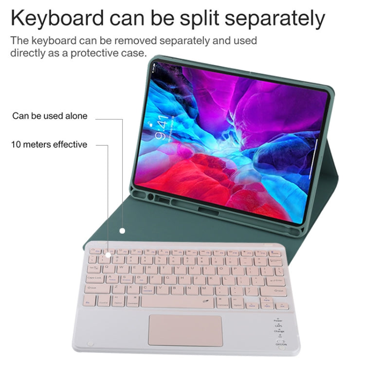 TG11BC Detachable Bluetooth Pink Keyboard Microfiber Leather Tablet Case for iPad Pro 11 inch (2020), with Touchpad & Pen Slot & Holder (Dark Green) - For iPad Pro by PMC TechLife | Online Shopping South Africa | PMC TechLife