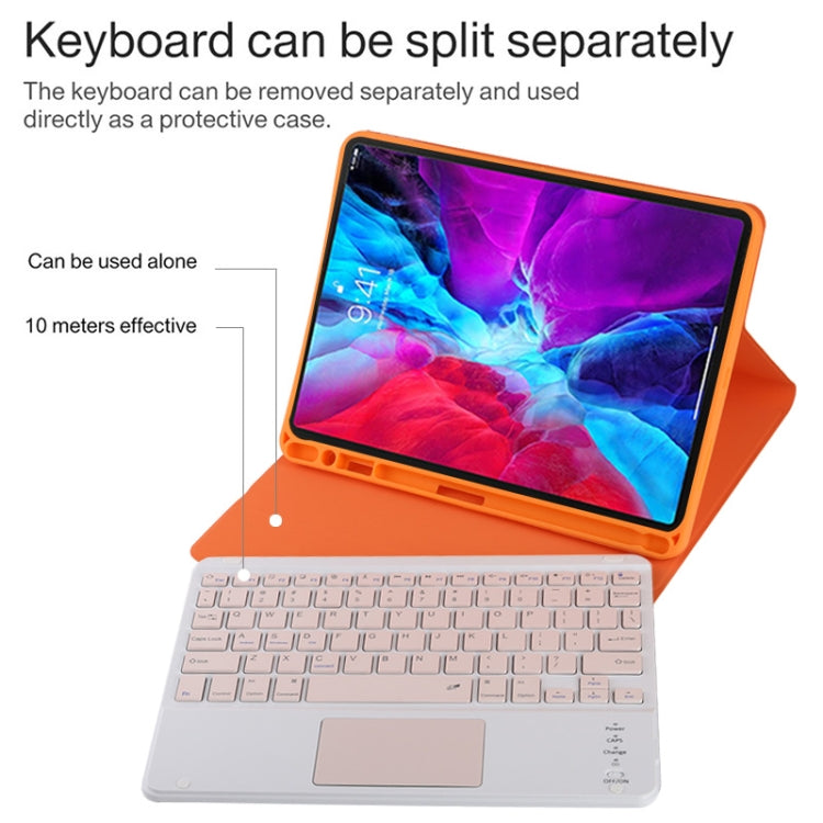 TG11BC Detachable Bluetooth Pink Keyboard Microfiber Leather Tablet Case for iPad Pro 11 inch (2020), with Touchpad & Pen Slot & Holder (Orange) - For iPad Pro by PMC TechLife | Online Shopping South Africa | PMC TechLife