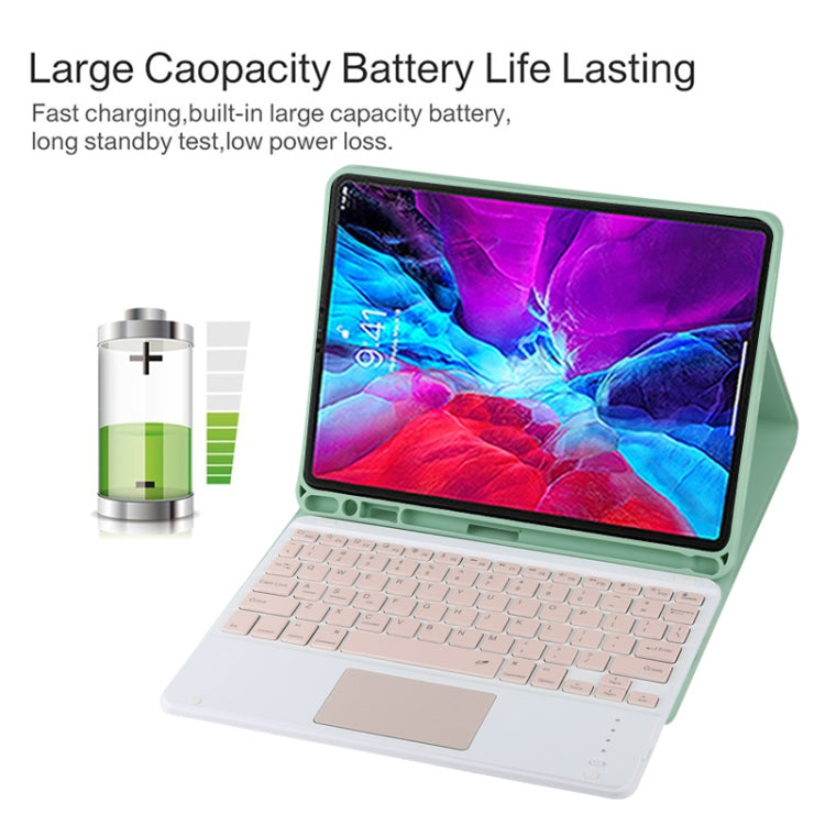 TG11BC Detachable Bluetooth Pink Keyboard Microfiber Leather Tablet Case for iPad Pro 11 inch (2020), with Touchpad & Pen Slot & Holder (Green) - For iPad Pro by PMC TechLife | Online Shopping South Africa | PMC TechLife