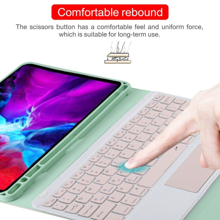 TG11BC Detachable Bluetooth Pink Keyboard Microfiber Leather Tablet Case for iPad Pro 11 inch (2020), with Touchpad & Pen Slot & Holder (Green) - For iPad Pro by PMC TechLife | Online Shopping South Africa | PMC TechLife