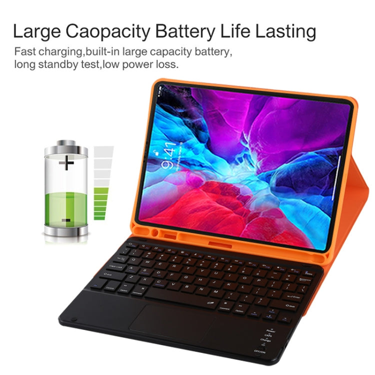 TG11BC Detachable Bluetooth Black Keyboard Microfiber Leather Tablet Case for iPad Pro 11 inch (2020), with Touchpad & Pen Slot & Holder (Orange) - free shipping - PMC TechLife - Order now!