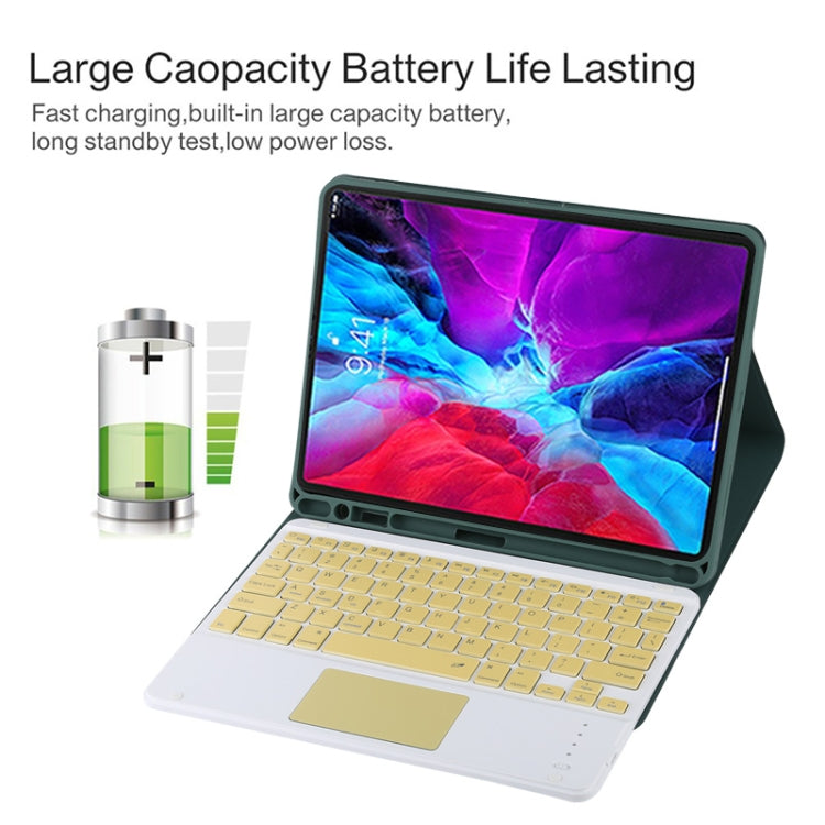 TG11BC Detachable Bluetooth Yellow Keyboard Microfiber Leather Tablet Case for iPad Pro 11 inch (2020), with Touchpad & Pen Slot & Holder (Dark Green) - For iPad Pro by PMC TechLife | Online Shopping South Africa | PMC TechLife