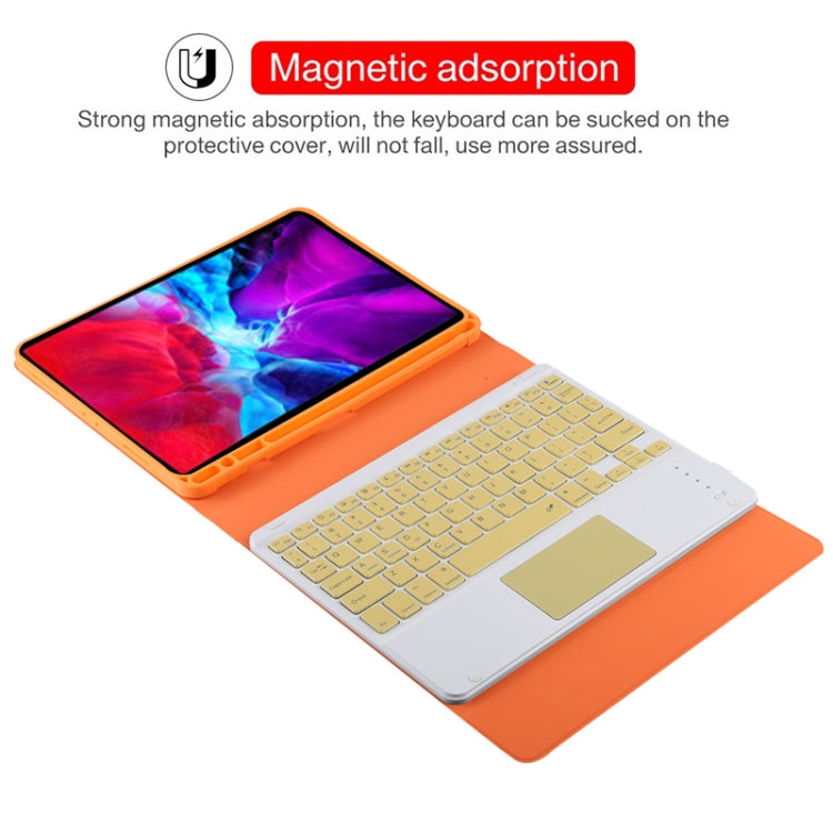 TG11BC Detachable Bluetooth Yellow Keyboard Microfiber Leather Tablet Case for iPad Pro 11 inch (2020), with Touchpad & Pen Slot & Holder (Orange) - For iPad Pro by PMC TechLife | Online Shopping South Africa | PMC TechLife