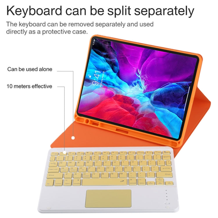 TG11BC Detachable Bluetooth Yellow Keyboard Microfiber Leather Tablet Case for iPad Pro 11 inch (2020), with Touchpad & Pen Slot & Holder (Orange) - For iPad Pro by PMC TechLife | Online Shopping South Africa | PMC TechLife