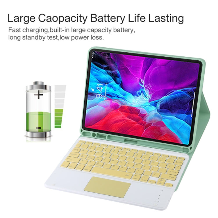 TG11BC Detachable Bluetooth Yellow Keyboard Microfiber Leather Tablet Case for iPad Pro 11 inch (2020), with Touchpad & Pen Slot & Holder (Green) - For iPad Pro by PMC TechLife | Online Shopping South Africa | PMC TechLife