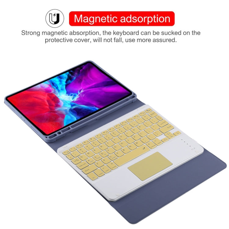 TG11BC Detachable Bluetooth Yellow Keyboard Microfiber Leather Tablet Case for iPad Pro 11 inch (2020), with Touchpad & Pen Slot & Holder (Purple) - For iPad Pro by PMC TechLife | Online Shopping South Africa | PMC TechLife