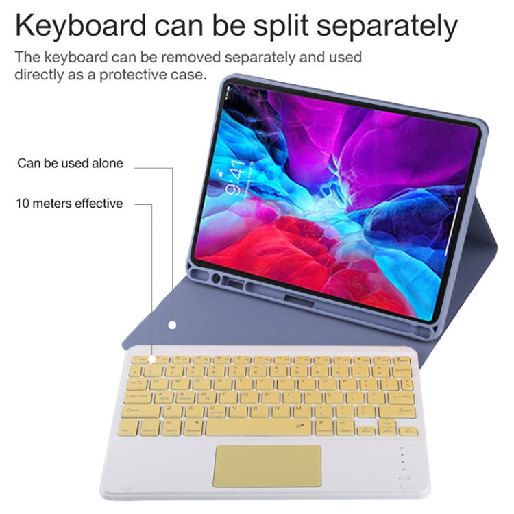 TG11BC Detachable Bluetooth Yellow Keyboard Microfiber Leather Tablet Case for iPad Pro 11 inch (2020), with Touchpad & Pen Slot & Holder (Purple) - For iPad Pro by PMC TechLife | Online Shopping South Africa | PMC TechLife