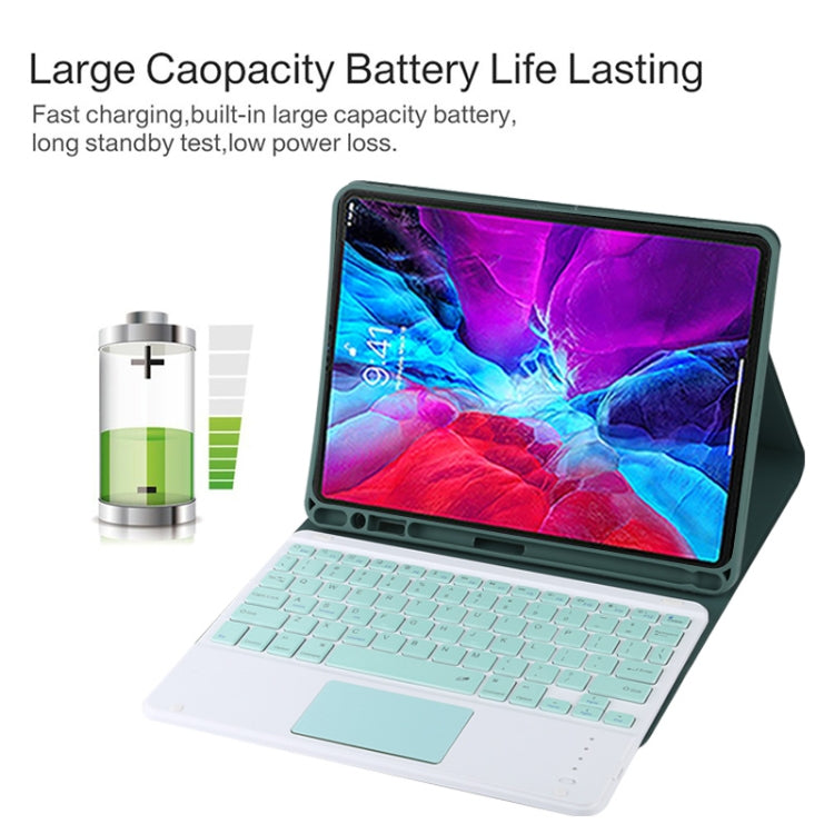 TG11BC Detachable Bluetooth Green Keyboard Microfiber Leather Tablet Case for iPad Pro 11 inch (2020), with Touchpad & Pen Slot & Holder (Dark Green) - For iPad Pro by PMC TechLife | Online Shopping South Africa | PMC TechLife