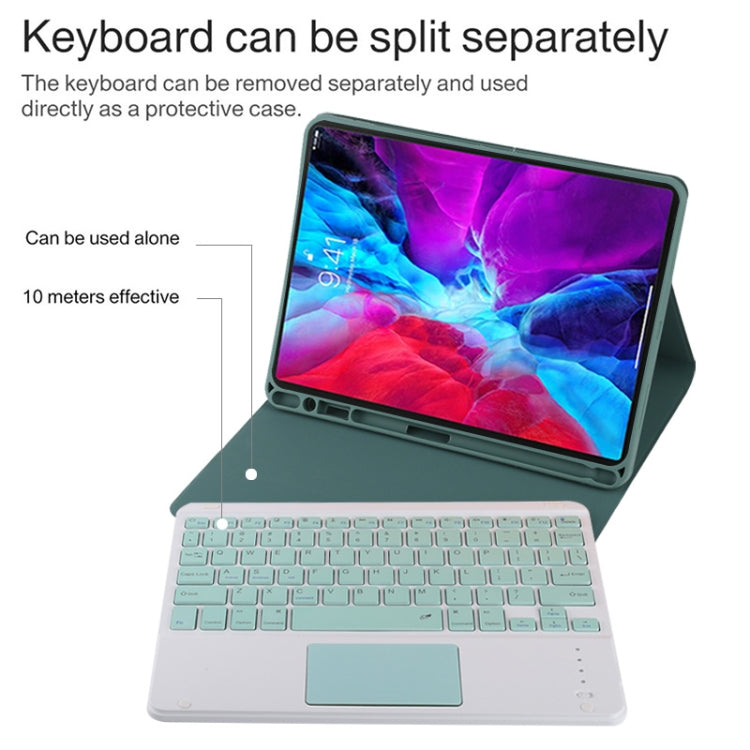 TG11BC Detachable Bluetooth Green Keyboard Microfiber Leather Tablet Case for iPad Pro 11 inch (2020), with Touchpad & Pen Slot & Holder (Dark Green) - For iPad Pro by PMC TechLife | Online Shopping South Africa | PMC TechLife