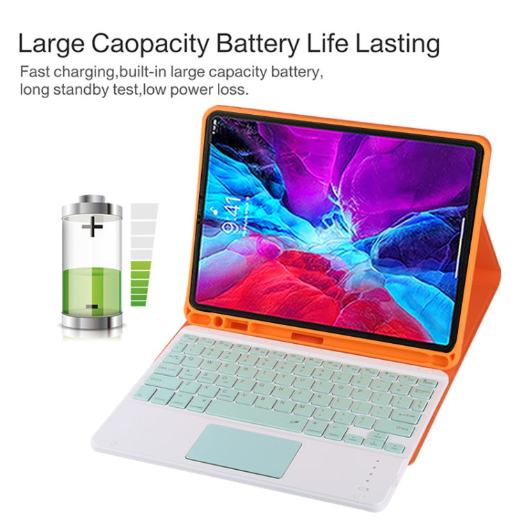 TG11BC Detachable Bluetooth Green Keyboard Microfiber Leather Tablet Case for iPad Pro 11 inch (2020), with Touchpad & Pen Slot & Holder (Orange) - For iPad Pro by PMC TechLife | Online Shopping South Africa | PMC TechLife