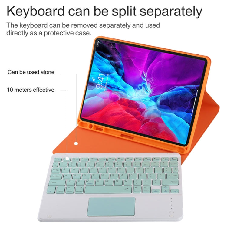 TG11BC Detachable Bluetooth Green Keyboard Microfiber Leather Tablet Case for iPad Pro 11 inch (2020), with Touchpad & Pen Slot & Holder (Orange) - For iPad Pro by PMC TechLife | Online Shopping South Africa | PMC TechLife