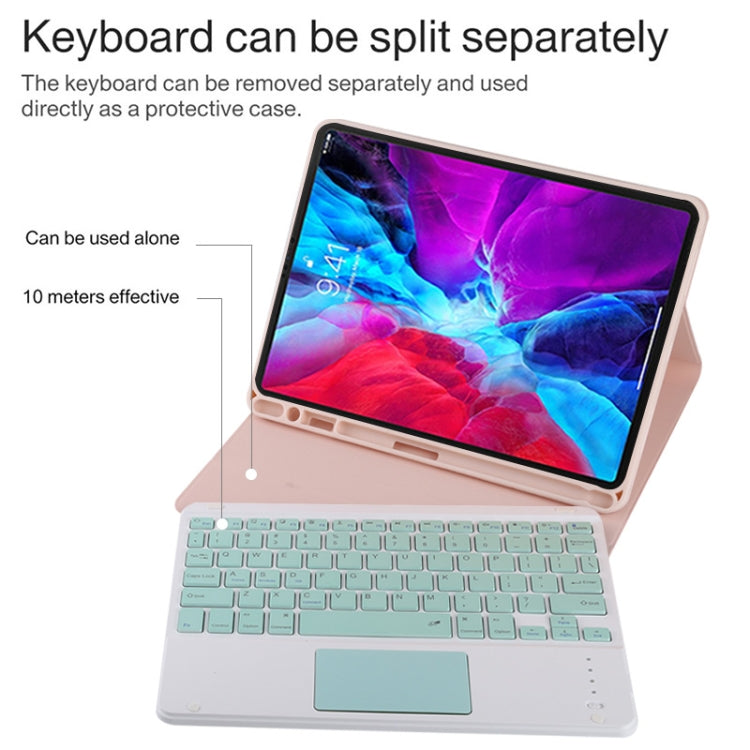 TG11BC Detachable Bluetooth Green Keyboard Microfiber Leather Tablet Case for iPad Pro 11 inch (2020), with Touchpad & Pen Slot & Holder (Pink) - For iPad Pro by PMC TechLife | Online Shopping South Africa | PMC TechLife