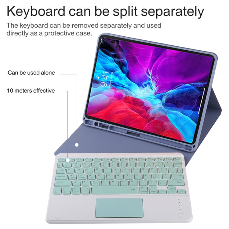 TG11BC Detachable Bluetooth Green Keyboard Microfiber Leather Tablet Case for iPad Pro 11 inch (2020), with Touchpad & Pen Slot & Holder (Purple) - For iPad Pro by PMC TechLife | Online Shopping South Africa | PMC TechLife