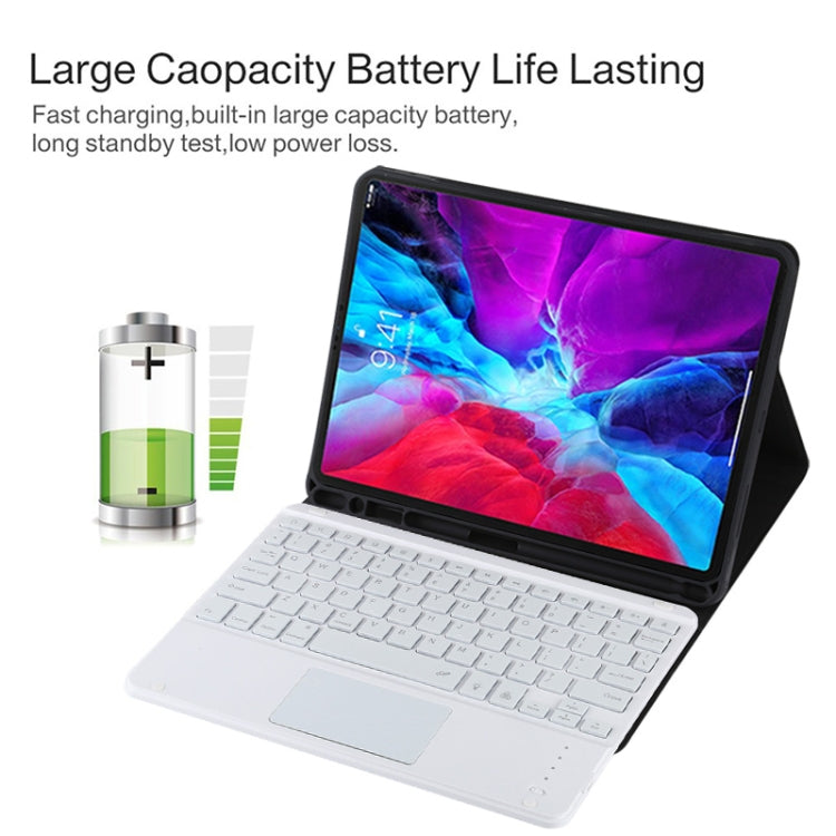 TG11BCS Detachable Bluetooth White Keyboard Microfiber Leather Tablet Case for iPad Pro 11 inch (2020), with Backlight & Touchpad & Pen Slot & Holder (Black) - free shipping - PMC TechLife - Order now!