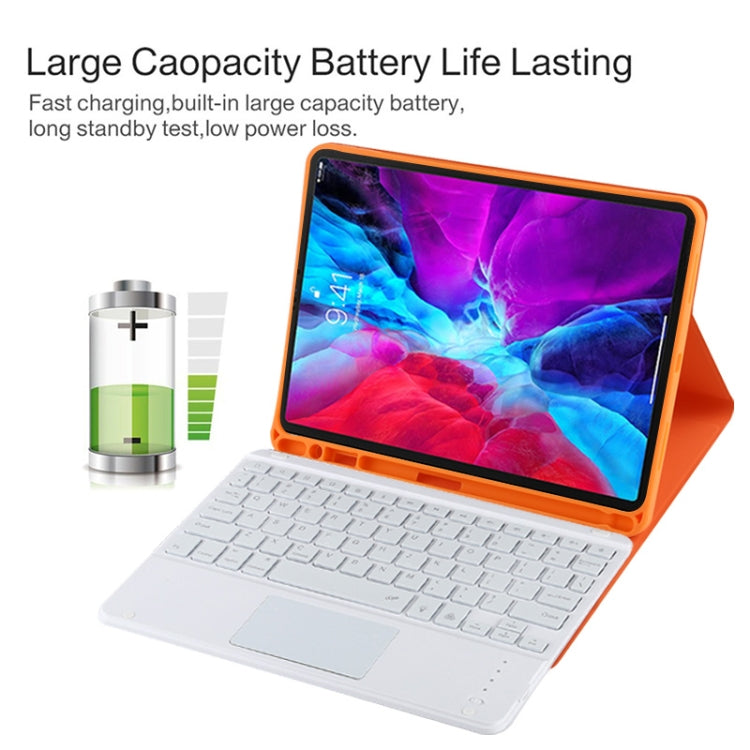 TG11BCS Detachable Bluetooth White Keyboard Microfiber Leather Tablet Case for iPad Pro 11 inch (2020), with Backlight & Touchpad & Pen Slot & Holder (Orange) - For iPad Pro by PMC TechLife | Online Shopping South Africa | PMC TechLife | Buy Now Pay Later Mobicred