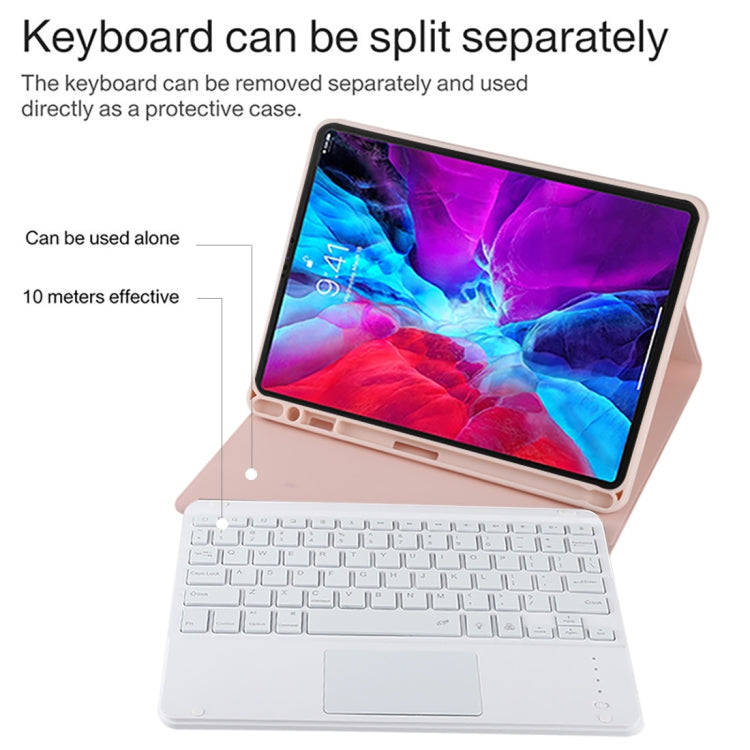 TG11BCS Detachable Bluetooth White Keyboard Microfiber Leather Tablet Case for iPad Pro 11 inch (2020), with Backlight & Touchpad & Pen Slot & Holder (Pink) - For iPad Pro by PMC TechLife | Online Shopping South Africa | PMC TechLife