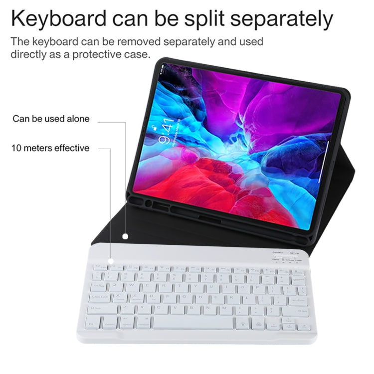 TG11BS Detachable Bluetooth White Keyboard Microfiber Leather Tablet Case for iPad Pro 11 inch (2020), with Backlight & Pen Slot & Holder (Black) - For iPad Pro by PMC TechLife | Online Shopping South Africa | PMC TechLife