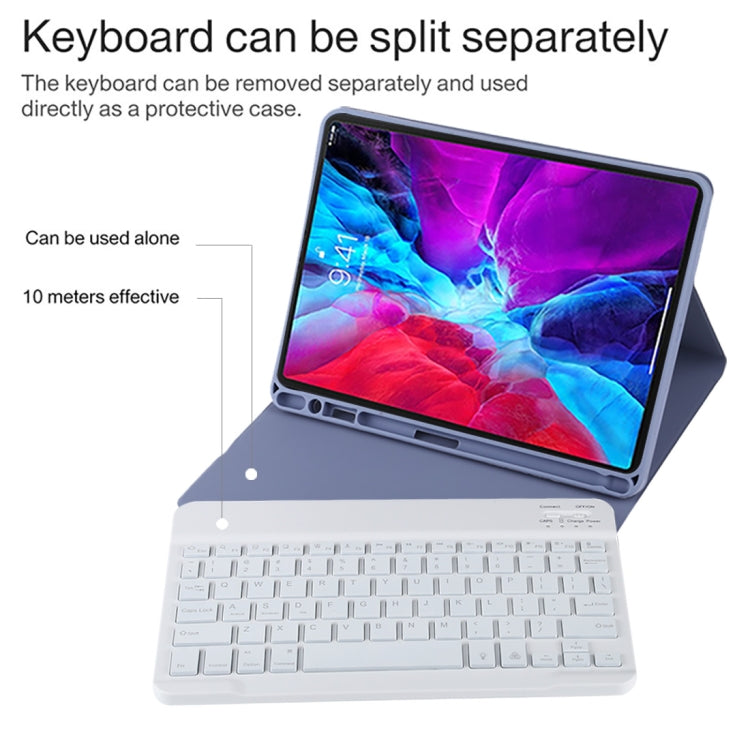 TG11BS Detachable Bluetooth White Keyboard Microfiber Leather Tablet Case for iPad Pro 11 inch (2020), with Backlight & Pen Slot & Holder (Purple) - For iPad Pro by PMC TechLife | Online Shopping South Africa | PMC TechLife