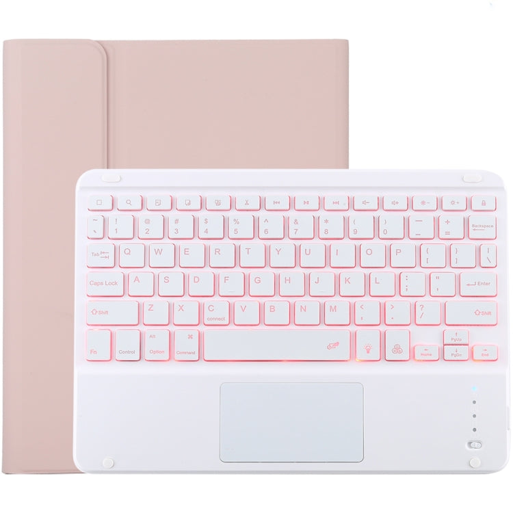 TG-102BCS Detachable Bluetooth White Keyboard + Microfiber Leather Tablet Case for iPad 10.2 inch / iPad Air (2019), with Touch Pad & Backlight & Pen Slot & Holder (Pink) - For iPad Air by PMC TechLife | Online Shopping South Africa | PMC TechLife
