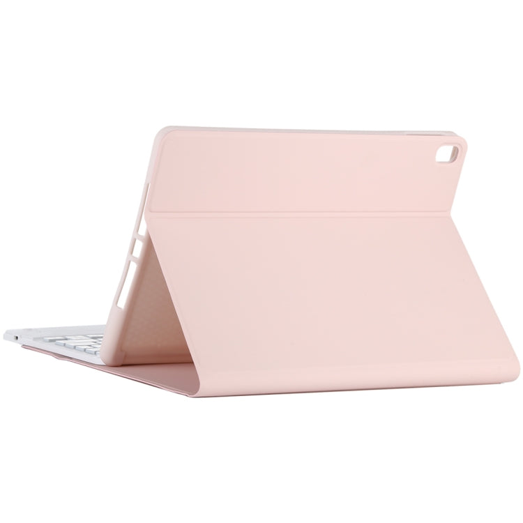TG-102BCS Detachable Bluetooth White Keyboard + Microfiber Leather Tablet Case for iPad 10.2 inch / iPad Air (2019), with Touch Pad & Backlight & Pen Slot & Holder (Pink) - For iPad Air by PMC TechLife | Online Shopping South Africa | PMC TechLife