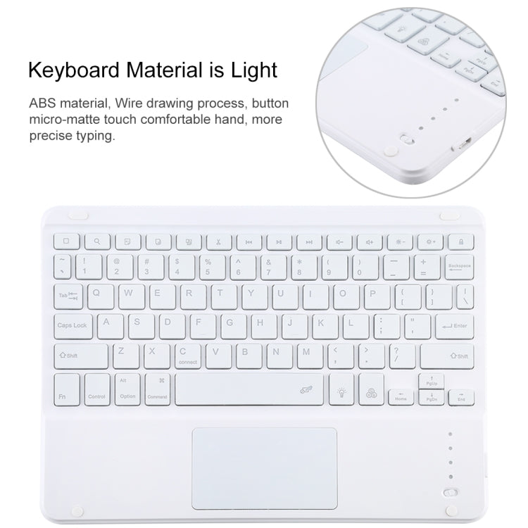 TG-102BCS Detachable Bluetooth White Keyboard + Microfiber Leather Tablet Case for iPad 10.2 inch / iPad Air (2019), with Touch Pad & Backlight & Pen Slot & Holder (Purple) - For iPad Air by PMC TechLife | Online Shopping South Africa | PMC TechLife