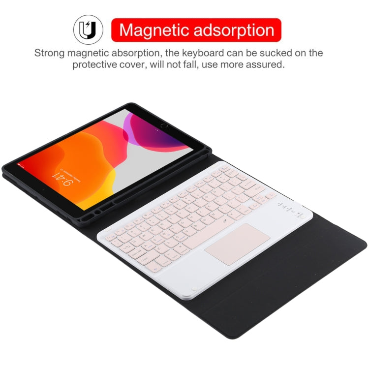 TG-102BC Detachable Bluetooth Pink Keyboard + Microfiber Leather Tablet Case for iPad 10.2 inch / iPad Air (2019), with Touch Pad & Pen Slot & Holder(Black) - For iPad Air by PMC TechLife | Online Shopping South Africa | PMC TechLife