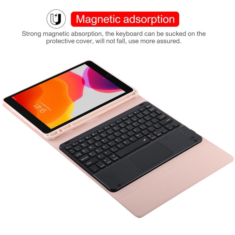 TG-102BC Detachable Bluetooth Black Keyboard + Microfiber Leather Tablet Case for iPad 10.2 inch / iPad Air (2019), with Touch Pad & Pen Slot & Holder(Pink) - For iPad Air by PMC TechLife | Online Shopping South Africa | PMC TechLife