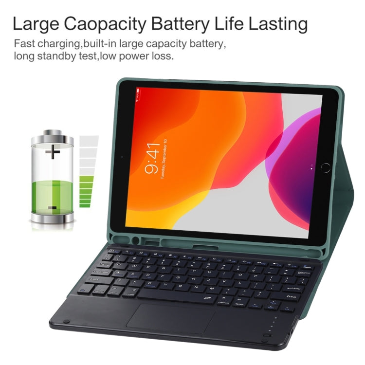 TG97BC Detachable Bluetooth Black Keyboard + Microfiber Leather Tablet Case for iPad 9.7 inch, with Touch Pad & Pen Slot & Holder(Dark Green) - Universal by PMC TechLife | Online Shopping South Africa | PMC TechLife