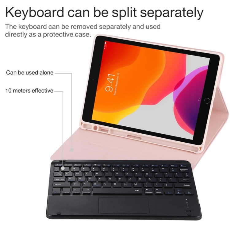 TG97BC Detachable Bluetooth Black Keyboard + Microfiber Leather Tablet Case for iPad 9.7 inch, with Touch Pad & Pen Slot & Holder(Pink) - Universal by PMC TechLife | Online Shopping South Africa | PMC TechLife
