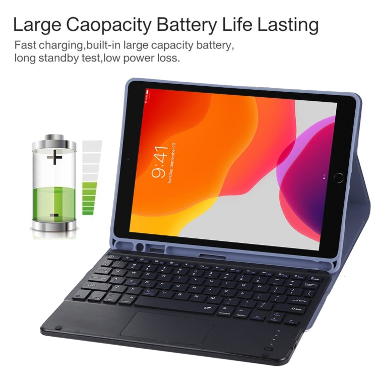TG97BC Detachable Bluetooth Black Keyboard + Microfiber Leather Tablet Case for iPad 9.7 inch, with Touch Pad & Pen Slot & Holder(Purple) - Universal by PMC TechLife | Online Shopping South Africa | PMC TechLife