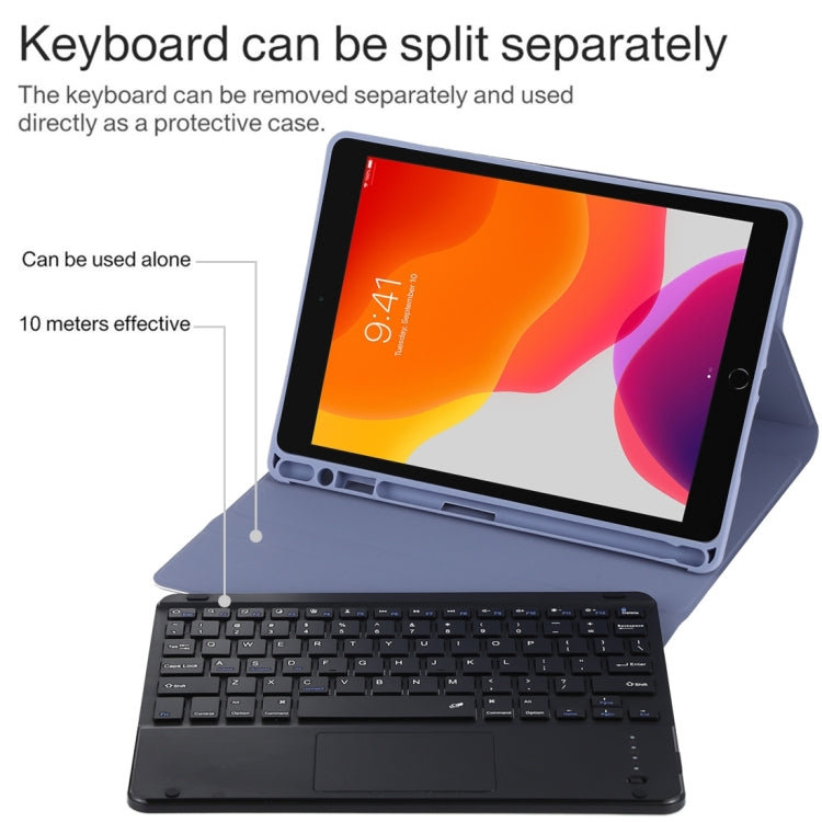 TG97BC Detachable Bluetooth Black Keyboard + Microfiber Leather Tablet Case for iPad 9.7 inch, with Touch Pad & Pen Slot & Holder(Purple) - Universal by PMC TechLife | Online Shopping South Africa | PMC TechLife