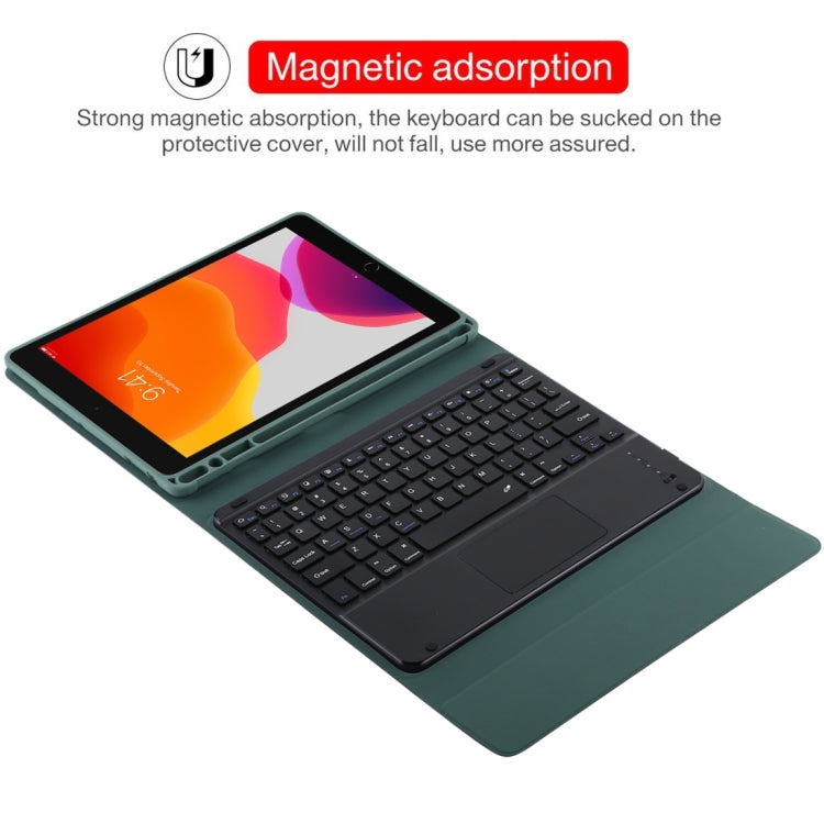 TG109BC Detachable Bluetooth Black Keyboard + Microfiber Leather Tablet Case for iPad Air 2020, with Touch Pad & Pen Slot & Holder (Dark Green) - For iPad Air by PMC TechLife | Online Shopping South Africa | PMC TechLife