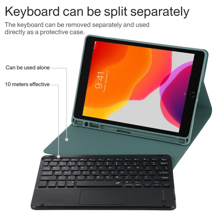 TG109BC Detachable Bluetooth Black Keyboard + Microfiber Leather Tablet Case for iPad Air 2020, with Touch Pad & Pen Slot & Holder (Dark Green) - For iPad Air by PMC TechLife | Online Shopping South Africa | PMC TechLife