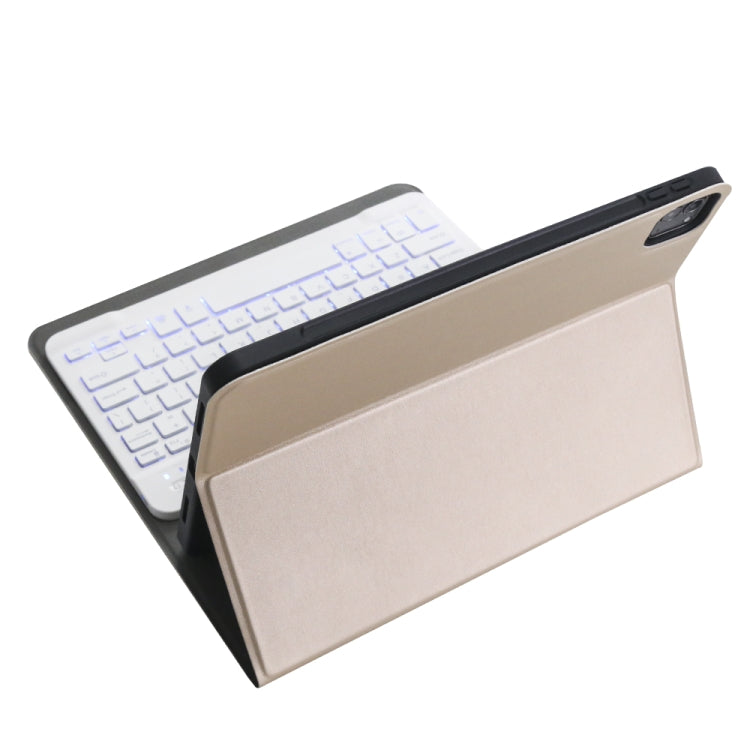 A11BS 2020 Ultra-thin ABS Detachable Bluetooth Keyboard Tablet Case for iPad Pro 11 2022 / 2021 / Air4 / Air5, with Backlight & Pen Slot & Holder (Gold) - For iPad Pro by PMC TechLife | Online Shopping South Africa | PMC TechLife | Buy Now Pay Later Mobicred