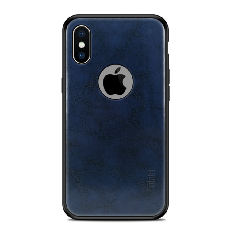 For iPhone X MOFI Shockproof PC+TPU+PU Leather Protective Back Case(Blue) - More iPhone Cases by MOFI | Online Shopping South Africa | PMC Jewellery