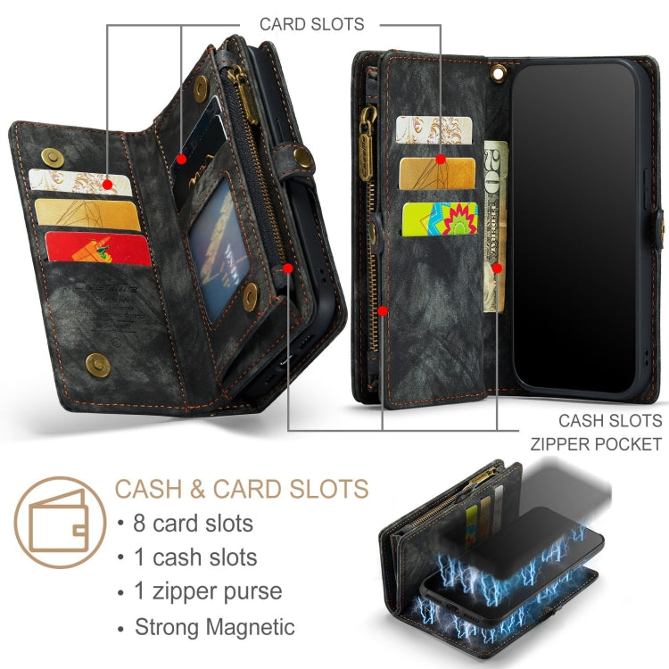 For iPhone X / XS CaseMe-008 TPU + PC Magnetic Absorption Detachable Back Cover Horizontal Flip Leather Case with Holder & Card Slots & Zipper Wallet & Photo Frame(Black) - free shipping - PMC Jewellery - Order now!